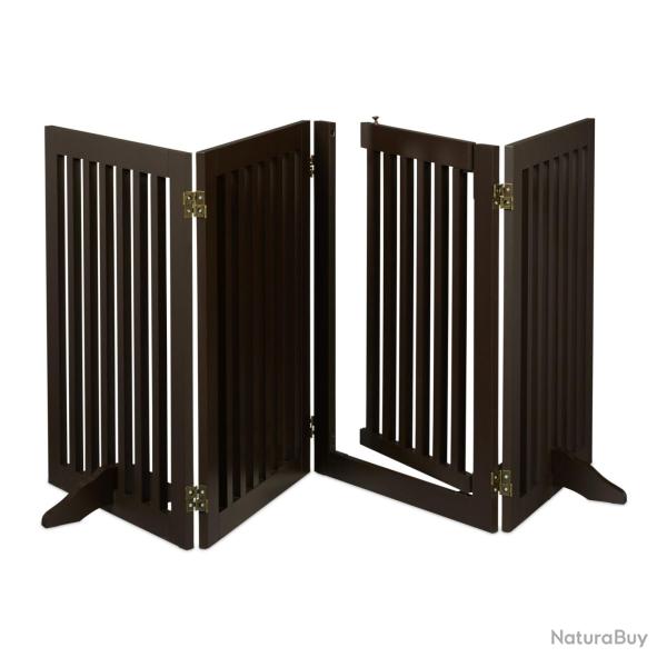 Barri�re de s�curit� rabattable pour animaux 80 x 75 x 4 cm protection escalier porte en MDF marron