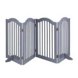 Barri&egrave;re de s&eacute;curit&eacute; pliable pour animaux 70 x 100 cm installation flexible 4 pans en PVC gris 13_0