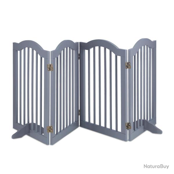 Barri�re de s�curit� pliable pour animaux 70 x 100 cm installation flexible 4 pans en PVC gris 13_0