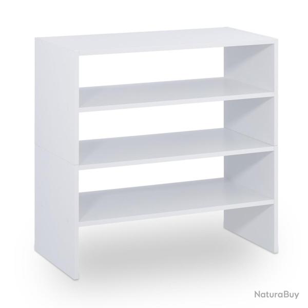 �tag�re � chaussures empilable pratique 93 x 30 x 60 cm 2 niveaux pour 4 paires en MDF blanc 13_001