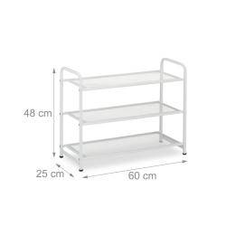&Eacute;tag&egrave;re &agrave; chaussures &agrave; 3 niveaux design contemporain entr&eacute;e chambre 90 x 30 x 100 cm en acier blanc
