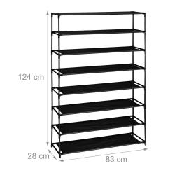 &Eacute;tag&egrave;re &agrave; chaussures ouverte design pratique entr&eacute;e 158 x 83 x 28 cm acc&egrave;s facile en acier noir 13_