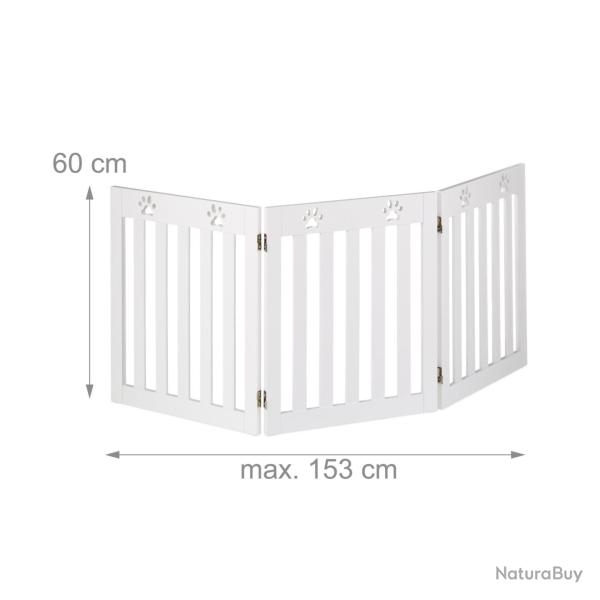 Barri�re de s�curit� pliable pour chien escalier porte 60 x 153 x 2 cm design joyeux en MDF blanc 1