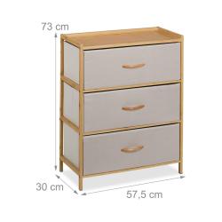 Commode &agrave; 3 tiroirs design &eacute;l&eacute;gant salon chambre 73 x 57,5 x 30 cm en bambou beige 13_0015950