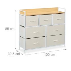 Commode de rangement 85 x 100 x 30,5 cm 7 tiroirs en tissu pour livres v&ecirc;tements en MDF gris 13_001
