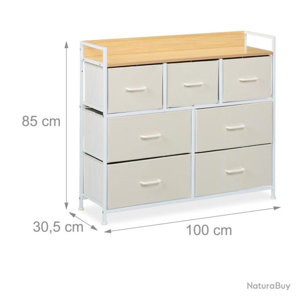 Commode de rangement 85 x 100 x 30,5 cm 7 tiroirs en tissu pour livres v�tements en MDF gris 13_001