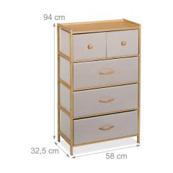 Commode de rangement avec 5 tiroirs &eacute;l&eacute;gante salle &agrave; manger 94 x 58 x 32,5 cm en MDF beige 13_00159