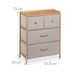 Commode de rangement &agrave; 4 tiroirs design &eacute;pur&eacute; chambre salon 73 x 57,5 x 30 cm en MDF beige 13_00159