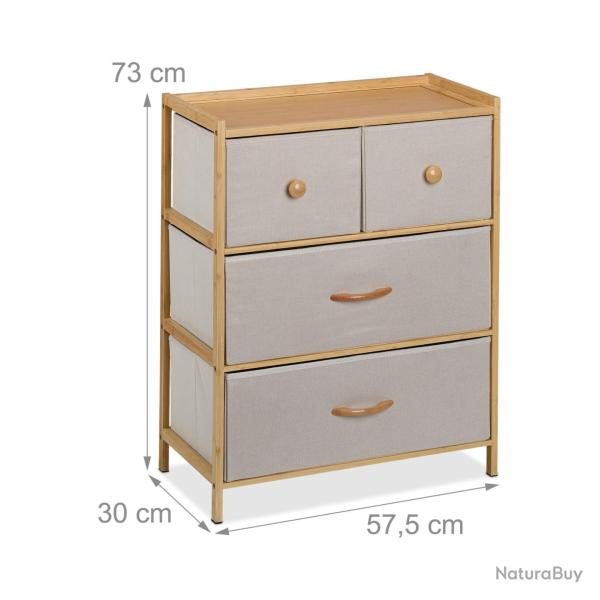 Commode de rangement � 4 tiroirs design �pur� chambre salon 73 x 57,5 x 30 cm en MDF beige 13_00159