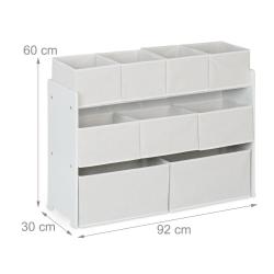 Commode de rangement enfant 9 cases pratiques accessible pour jouets livres peluches en MDF blanc 1