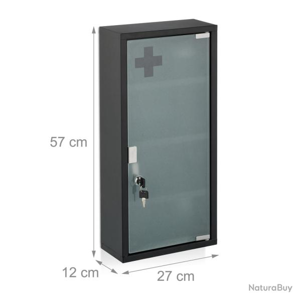Armoire murale moderne pour salle de bain 4 compartiments s�curis�s 70 x 30 x 15 cm en verre opale