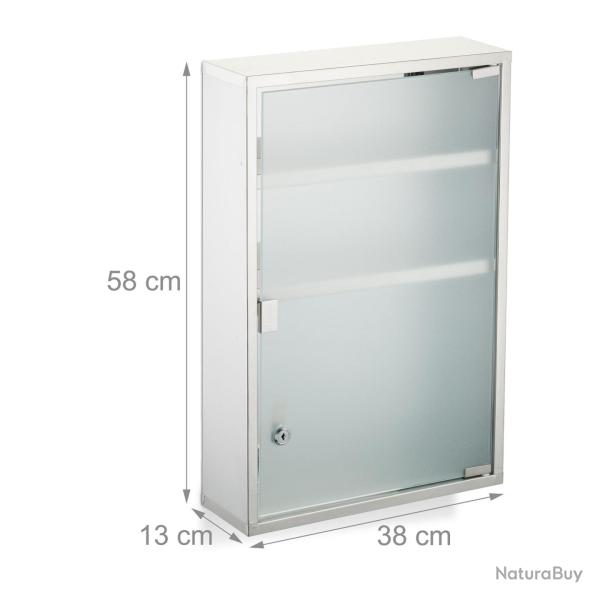 Armoire murale moderne rangement espace salle de bain 3 compartiments en acier inoxydable blanc 13_