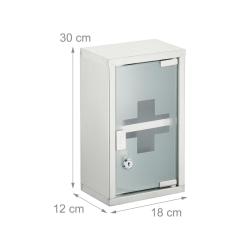 Armoire murale design moderne salle de bain 2 compartiments ferm&eacute;e &agrave; cl&eacute; 60 x 40 x 15 cm en acier i