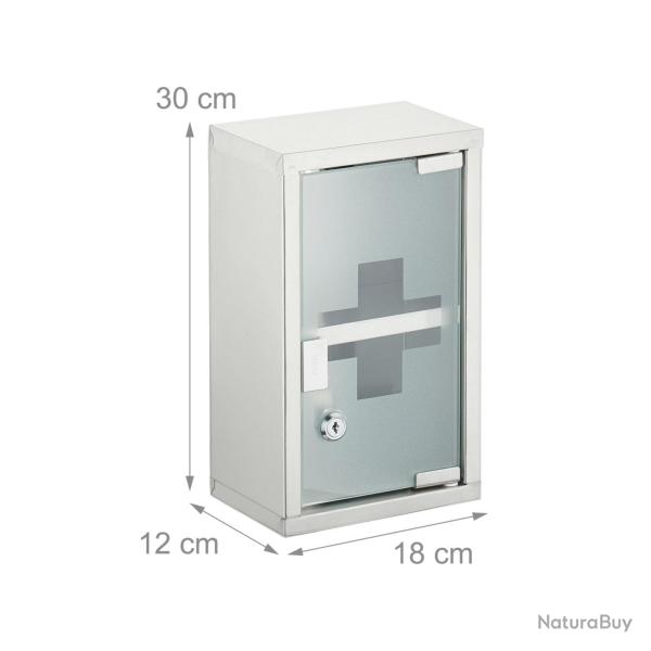 Armoire murale design moderne salle de bain 2 compartiments ferm�e � cl� 60 x 40 x 15 cm en acier i