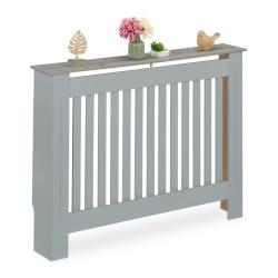 Cache-radiateur moderne avec tablette pratique 83 x 19 cm prot&egrave;ge enfants et animaux en MDF blanc 1