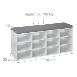 Banc &agrave; chaussures pratique et d&eacute;coratif 48 x 104 x 30 cm avec assise confortable en panneaux de par