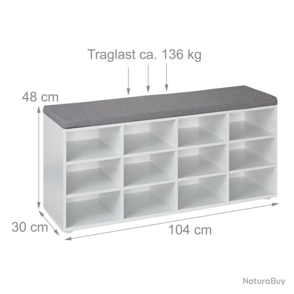 Banc � chaussures pratique et d�coratif 48 x 104 x 30 cm avec assise confortable en panneaux de par