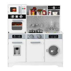 Cuisine de jeu en bois 80 x 31,5 x 89 cm avec accessoires lumineux et sonores moderne en blanc 20_0