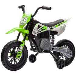 Moto &eacute;lectrique cross enfant 109,5 x 60 x 72,5 cm deux moteurs 12V 5 km/h stabilisateurs ergonomiqu