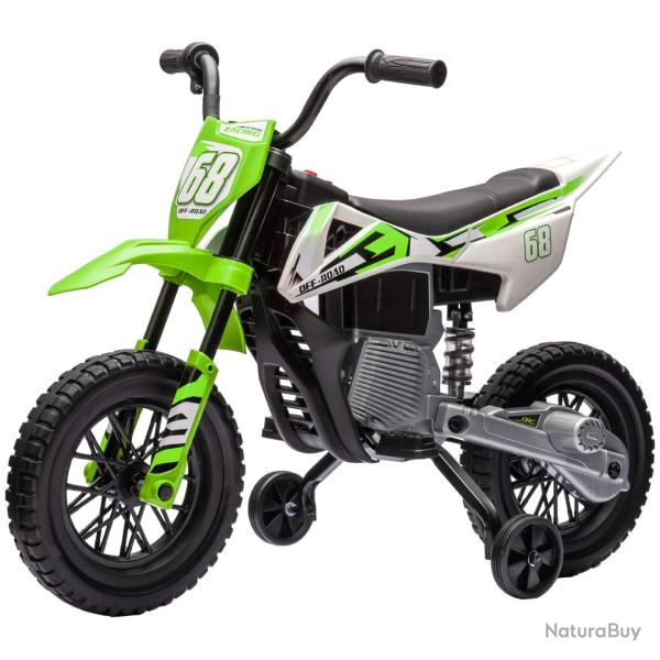 Moto �lectrique cross enfant 109,5 x 60 x 72,5 cm deux moteurs 12V 5 km/h stabilisateurs ergonomiqu