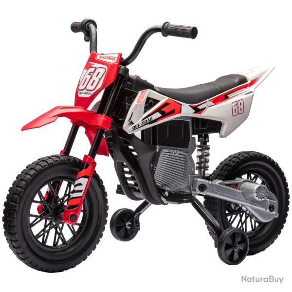 Moto �lectrique mini cross enfant 109,5 x 60 x 72,5 cm 2 moteurs stabilisateurs design moderne pour
