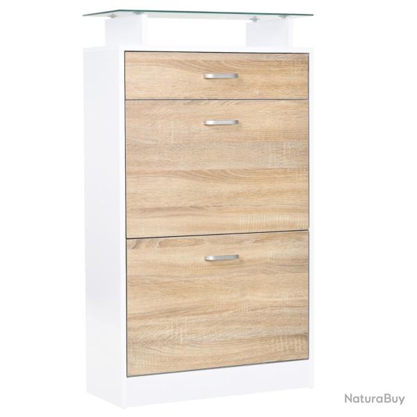 Armoire � chaussures pour entr�e 60 x 24 x 105,5 cm avec tiroir et �tag�re en verre style design en