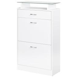 Armoire &agrave; chaussures entr&eacute;e 60 x 24 x 105,5 cm rangement tiroir &eacute;tag&egrave;re verre moderne en panneaux d