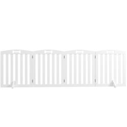 Barri&egrave;re de s&eacute;curit&eacute; pliable 4 panneaux pour chien escaliers 207,5 x 30 x 61 cm antid&eacute;rapante moder