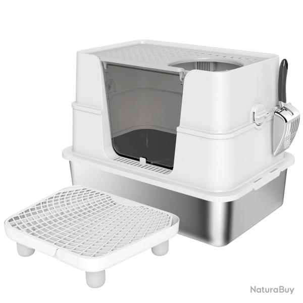 Bac � liti�re xl grand chat 60.2 x 40.2 x 44.5 cm antiodeurs couvercle 100� contemporain en acier i