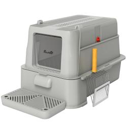 Bac &agrave; liti&egrave;re pour chat 63 x 43 x 43 cm grand 80 l tiroir coulissant design contemporain en acier i