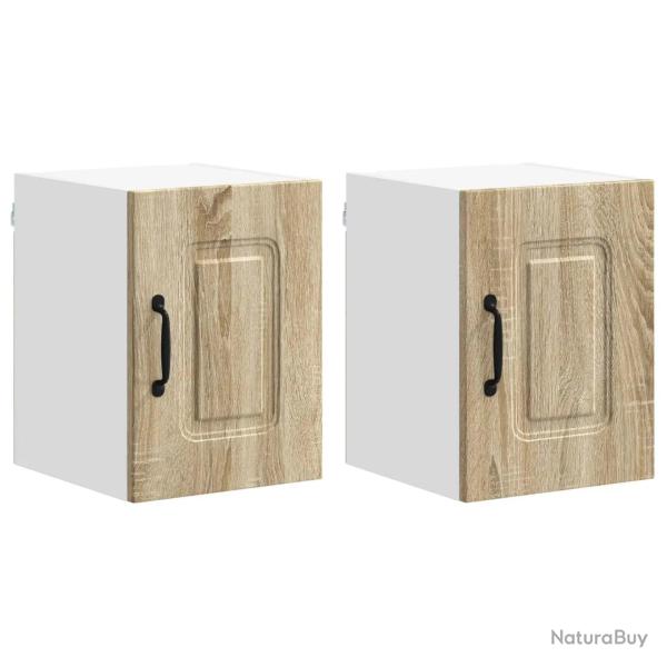 Lot de 2 armoires de cuisine moderne espace de rangement pratique 30 x 31 x 40 cm en bois d'ing�nie