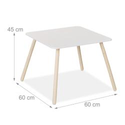 Lot de 3 meubles pour chambre enfant table 90 x 60 x 60 cm assise confortable touche moderne en boi