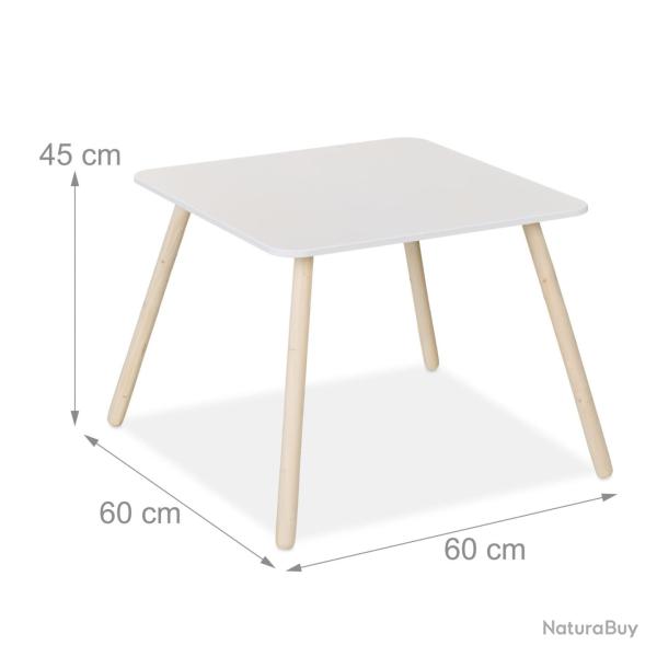 Lot de 3 meubles pour chambre enfant table 90 x 60 x 60 cm assise confortable touche moderne en boi