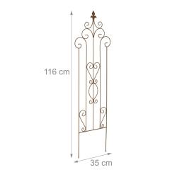 Tuteur &agrave; plantes d&eacute;coratif mural 116 x 35 cm facile &agrave; planter en acier marron 13_0016794