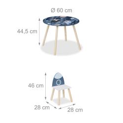 Ensemble de meubles pour chambre d'enfant table et 2 chaises unisexe 60 x 60 x 40 cm en bois blanc