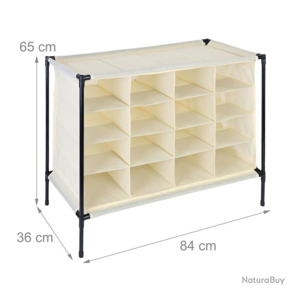 Meuble � chaussures compact pratique pour le camping 65 x 84 x 36 cm en polyester beige 13_0016910