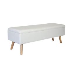 Banc coffre rembourr&eacute; avec rangement int&eacute;gr&eacute; 40 x 110 x 40 cm design &eacute;l&eacute;gant salon entr&eacute;e en lin be