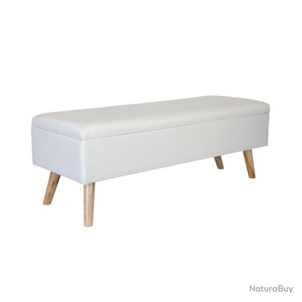 Banc coffre rembourr� avec rangement int�gr� 40 x 110 x 40 cm design �l�gant salon entr�e en lin be
