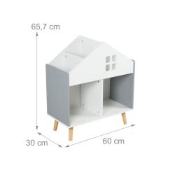 &Eacute;tag&egrave;re enfant en forme de maison avec 6 compartiments 120 x 90 x 30 cm en MDF blanc 13_0017701