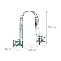 Arcade de jardin avec deux bacs &agrave; fleurs 200 x 50 x 200 cm pour plantes grimpantes design &eacute;l&eacute;gant e