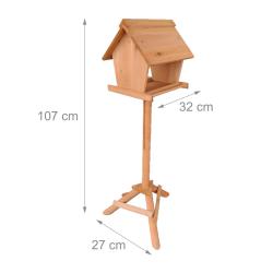Mangeoire &agrave; oiseaux en sapin pour jardin terrasse observation 107 x 32 x 27 cm en bois naturel 13_0