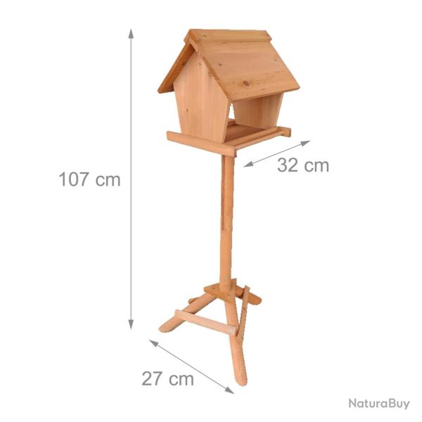 Mangeoire � oiseaux en sapin pour jardin terrasse observation 107 x 32 x 27 cm en bois naturel 13_0