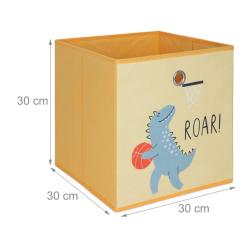 Lot de 3 bo&icirc;tes de rangement enfant pliantes 30 x 30 x 30 cm motifs animaux pratiques en tissu mult