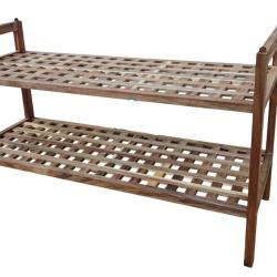 &Eacute;tag&egrave;re &agrave; chaussures empilable 41 x 69 x 26 cm avec rangement a&eacute;r&eacute; 2 niveaux style moderne en bois