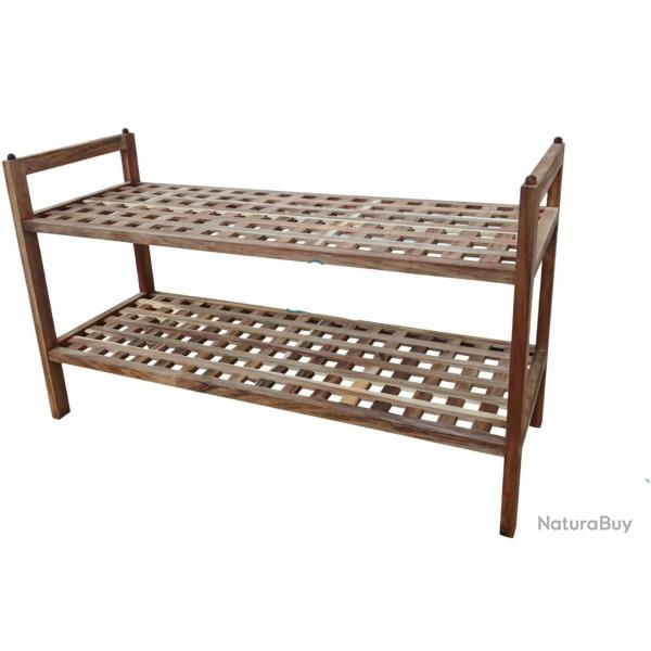 �tag�re � chaussures empilable 41 x 69 x 26 cm avec rangement a�r� 2 niveaux style moderne en bois
