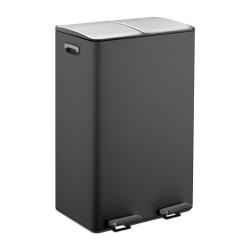 Poubelle de cuisine moderne tri s&eacute;lectif 71,5 x 47 x 36 cm pratique finition mate en m&eacute;tal noir 13_