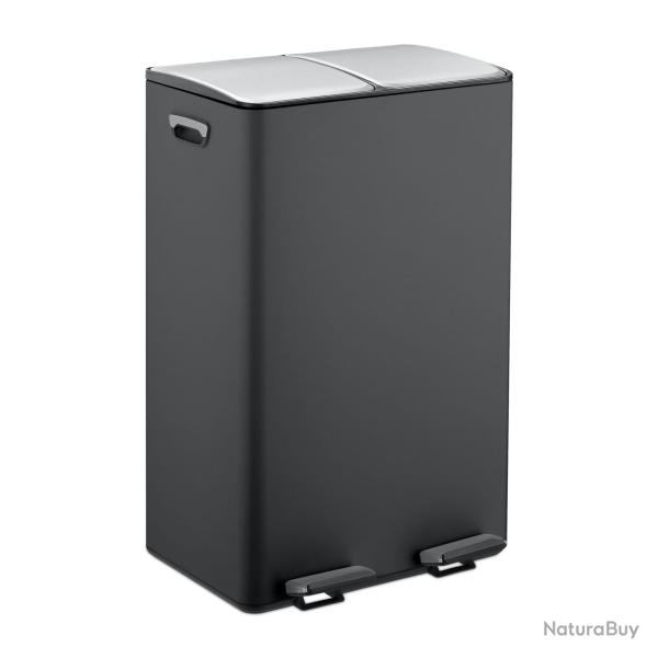 Poubelle de cuisine moderne tri s�lectif 71,5 x 47 x 36 cm pratique finition mate en m�tal noir 13_