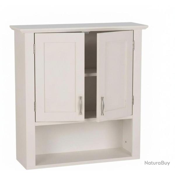 Armoire murale compacte style campagnard salle de bain cuisine 62 x 58 x 20 cm en MDF blanc 13_0018