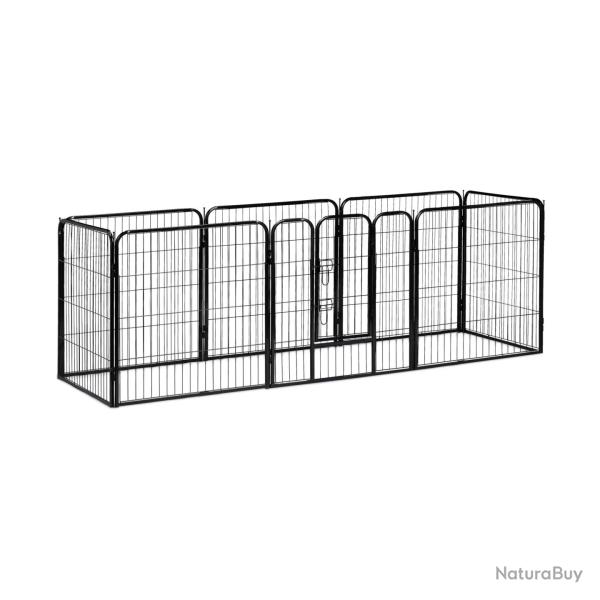 Enclos pour chiots modulable pratique 60,5 x 76,5 x 235 cm en acier noir 13_0005491
