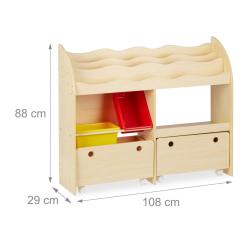 Etag&egrave;re de rangement jouets et livres chambre enfants 80 x 30 x 90 cm en plastique bleu 13_0005528